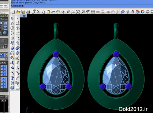 آموزش نرم افزار ماتریکس طراحی گوشواره سه سنگ جواهر
