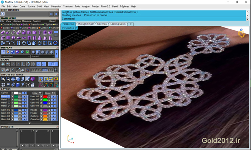 آموزش نرم افزار ماتریکس آموزش رایگان روش طراحی گوشواره لیزرکاری شده با جواهر