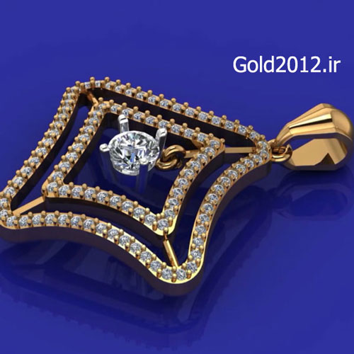 مدل طلا جواهر در نرم افزار MATRIX مدال طرح لوزی با گیره سنگ