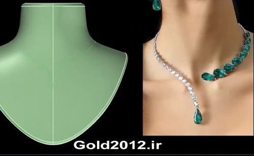 اموزش ماتریکس 9 طراحی گردنبند زمرد طرح مدل اشک